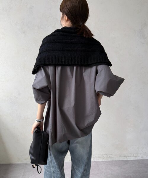 DouDou(ドゥドゥ)の「チュニックシャツ(シャツ/ブラウス・レディース・オフホワイト/ブラック系その他2/チャコールグレー・FREE)」の19枚目の写真