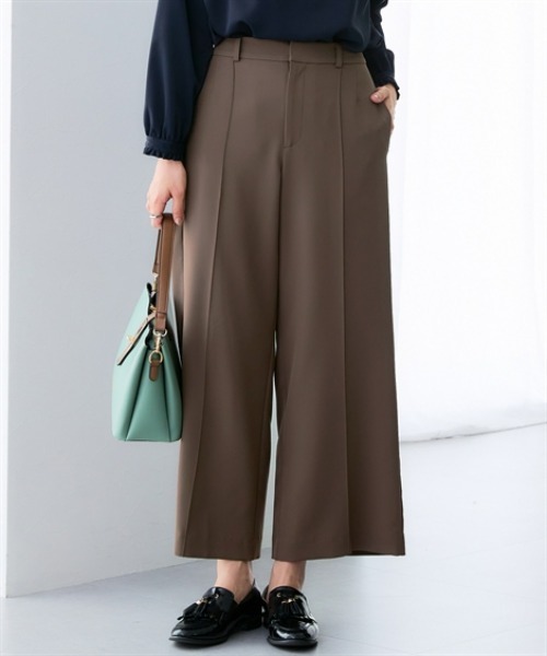 7days Life Styling(セブンデイズライフスタイリング)の「【UVカット】洗えるストレッチダブルクロスセンターシームセミワイドストレッチパンツ(その他パンツ・レディース・ブラック/ライトグレー/ブラウン・LL/S/M/L)」の3枚目の写真