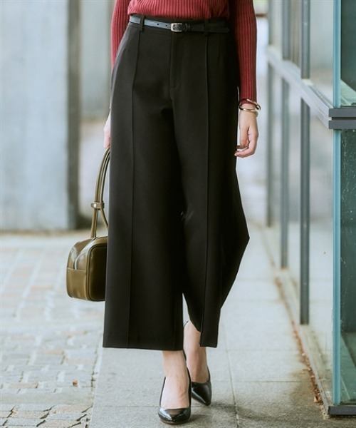 7days Life Styling(セブンデイズライフスタイリング)の「【UVカット】洗えるストレッチダブルクロスセンターシームセミワイドストレッチパンツ(その他パンツ・レディース・ブラック/ライトグレー/ブラウン・LL/S/M/L)」の2枚目の写真