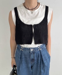 ISOOK | フロントホックニットビスチェ(chiica select) / ニットキャミ  レイヤード シンプル ショート丈 クロップド(ベスト)