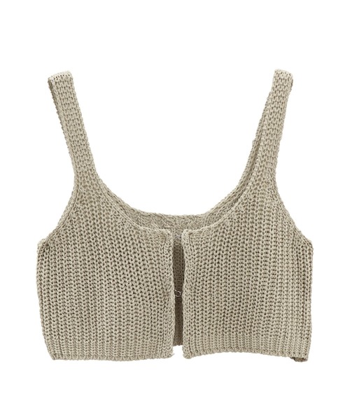 ISOOK(アイスー)の「フロントホックニットビスチェ(chiica select) / ニットキャミ レイヤード シンプル ショート丈 クロップド(ベスト・レディース・ブラック/ベージュ・FREE)」の15枚目の写真
