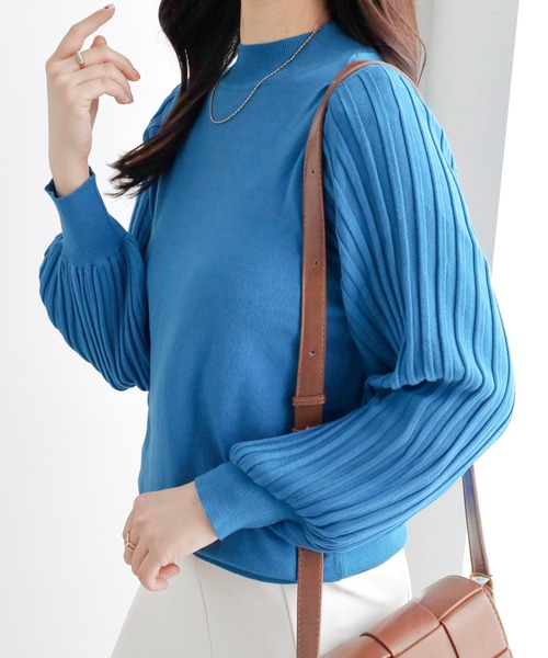 alotta（アロッタ）の「大人上品袖プリーツニット（ニット/セーター・レディース・モカ/ブルー/ブラック/ボルドー・LL/L/M）」の12枚目の写真