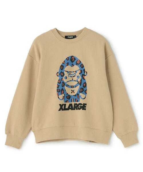 XLARGE KIDS(エクストララージキッズ)の「ヒョウガラファニーゴリラトレーナー(スウェット・キッズ・トップグレー/ブラック/ベージュ・130cm/100cm/120cm/140cm/110cm)」の1枚目の写真