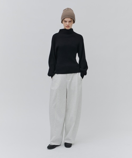 Plumel(プルメル)の「Soft Touch Bottle Neck Rib Knit / ソフトタッチボトルネックリブニット(ニット/セーター・レディース・グレー/ブラック/オフホワイト・MEDIUM)」の11枚目の写真