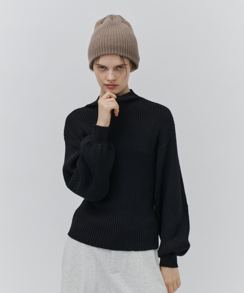 Plumel(プルメル)の「Soft Touch Bottle Neck Rib Knit / ソフトタッチボトルネックリブニット(ニット/セーター・レディース・グレー/ブラック/オフホワイト・MEDIUM)」の7枚目の写真