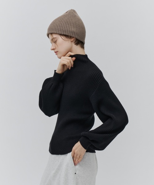 Plumel(プルメル)の「Soft Touch Bottle Neck Rib Knit / ソフトタッチボトルネックリブニット(ニット/セーター・レディース・グレー/ブラック/オフホワイト・MEDIUM)」の8枚目の写真