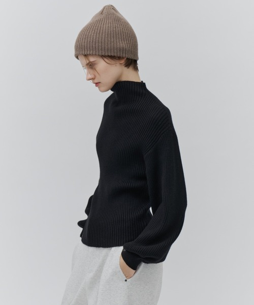 Plumel(プルメル)の「Soft Touch Bottle Neck Rib Knit / ソフトタッチボトルネックリブニット(ニット/セーター・レディース・グレー/ブラック/オフホワイト・MEDIUM)」の9枚目の写真
