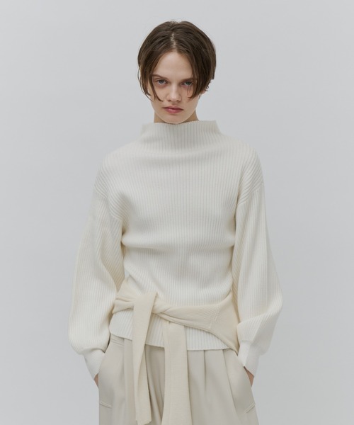 Plumel(プルメル)の「Soft Touch Bottle Neck Rib Knit / ソフトタッチボトルネックリブニット(ニット/セーター・レディース・グレー/ブラック/オフホワイト・MEDIUM)」の17枚目の写真