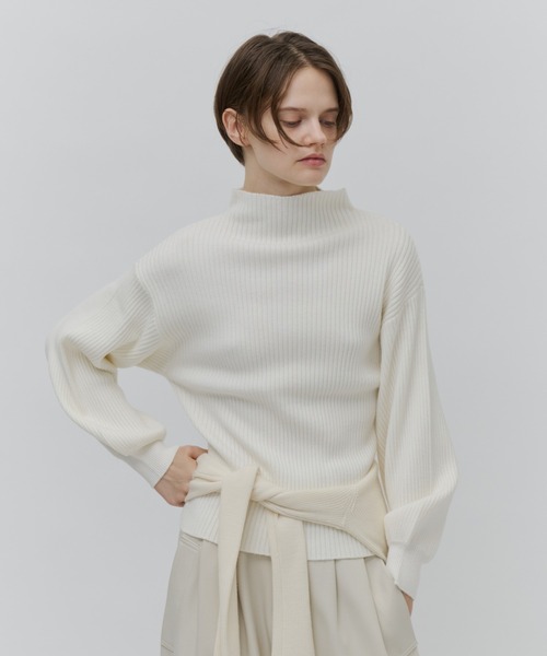 Plumel(プルメル)の「Soft Touch Bottle Neck Rib Knit / ソフトタッチボトルネックリブニット(ニット/セーター・レディース・グレー/ブラック/オフホワイト・MEDIUM)」の20枚目の写真