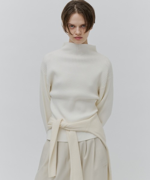 Plumel(プルメル)の「Soft Touch Bottle Neck Rib Knit / ソフトタッチボトルネックリブニット(ニット/セーター・レディース・グレー/ブラック/オフホワイト・MEDIUM)」の16枚目の写真