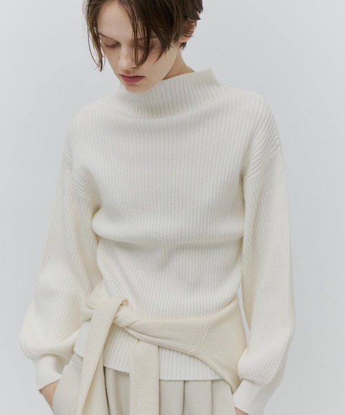 Plumel(プルメル)の「Soft Touch Bottle Neck Rib Knit / ソフトタッチボトルネックリブニット(ニット/セーター・レディース・グレー/ブラック/オフホワイト・MEDIUM)」の19枚目の写真