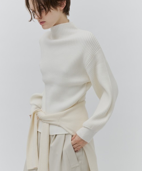 Plumel(プルメル)の「Soft Touch Bottle Neck Rib Knit / ソフトタッチボトルネックリブニット(ニット/セーター・レディース・グレー/ブラック/オフホワイト・MEDIUM)」の18枚目の写真
