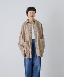 花柄オーバーダイシャツ