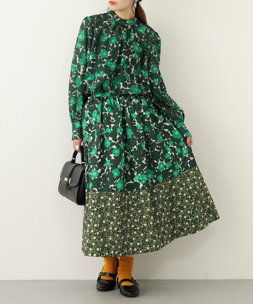 Orla Kiely(-)の「ギャザーコンビスカート(スカート・レディース・レッド/ダークグリーン/ベージュ・38/M/36/S)」の5枚目の写真