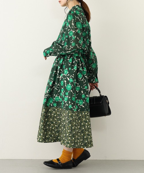 Orla Kiely(-)の「ギャザーコンビスカート(スカート・レディース・レッド/ダークグリーン/ベージュ・38/M/36/S)」の6枚目の写真