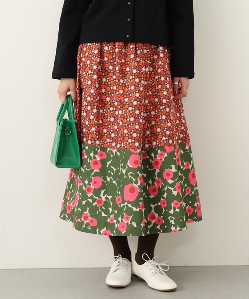 Orla Kiely(-)の「ギャザーコンビスカート(スカート・レディース・レッド/ダークグリーン/ベージュ・38/M/36/S)」の7枚目の写真