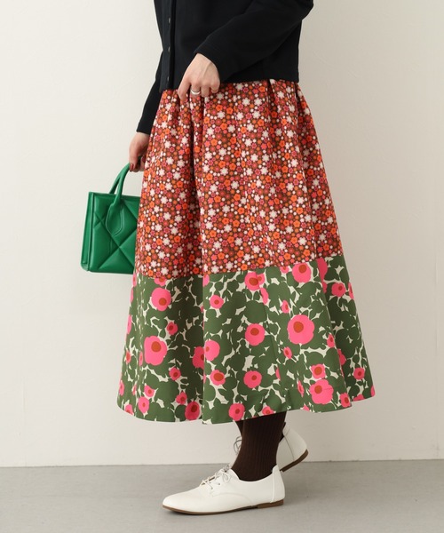 Orla Kiely(-)の「ギャザーコンビスカート(スカート・レディース・レッド/ダークグリーン/ベージュ・38/M/36/S)」の10枚目の写真