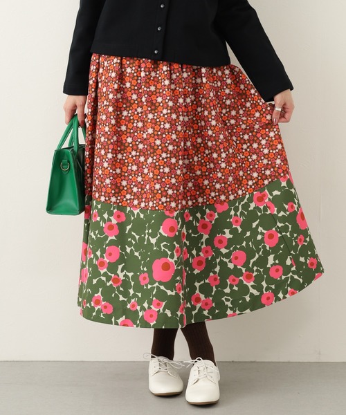 Orla Kiely(-)の「ギャザーコンビスカート(スカート・レディース・レッド/ダークグリーン/ベージュ・38/M/36/S)」の8枚目の写真