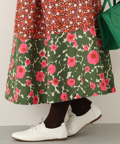 Orla Kiely(-)の「ギャザーコンビスカート(スカート・レディース・レッド/ダークグリーン/ベージュ・38/M/36/S)」の12枚目の写真