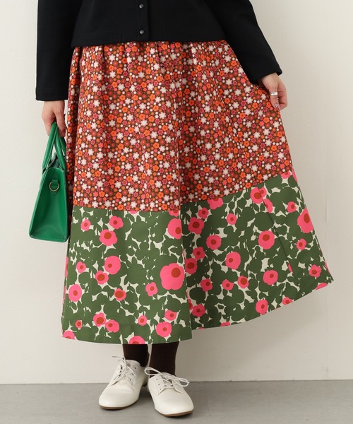 Orla Kiely(-)の「ギャザーコンビスカート(スカート・レディース・レッド/ダークグリーン/ベージュ・38/M/36/S)」の9枚目の写真