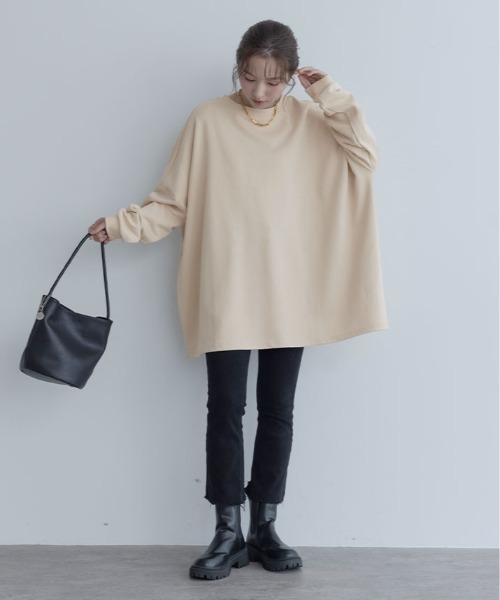 maviru(マヴィル)の「ビッグ シルエット スウェット チュニック(スウェット・レディース・ブラウン/ブラック/チャコール/ライトベージュ・FREE)」の17枚目の写真