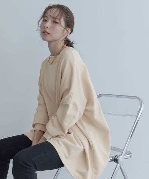 maviru(マヴィル)の「ビッグ シルエット スウェット チュニック(スウェット・レディース・ブラウン/ブラック/チャコール/ライトベージュ・FREE)」の18枚目の写真
