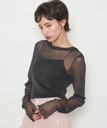 【2026秋冬新作】Lame Tulle Crew Neck Tee|ラメチュールクルーネックTee