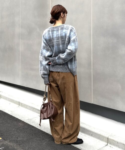 CIAOPANIC TYPY(チャオパニックティピー)の「【ZOZO限定】【UNISEX】シャギーチェックプルオーバーニット(ニット/セーター・レディース・ブラック/グレー/ブルー/グリーン・MEDIUM/LARGE)」の20枚目の写真