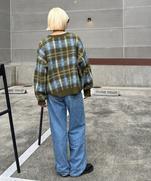 CIAOPANIC TYPY(チャオパニックティピー)の「【ZOZO限定】【UNISEX】シャギーチェックプルオーバーニット(ニット/セーター・レディース・ブラック/グレー/ブルー/グリーン・MEDIUM/LARGE)」の16枚目の写真