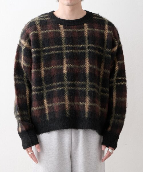 CIAOPANIC TYPY(チャオパニックティピー)の「【ZOZO限定】【UNISEX】シャギーチェックプルオーバーニット(ニット/セーター・レディース・ブラック/グレー/ブルー/グリーン・MEDIUM/LARGE)」の12枚目の写真