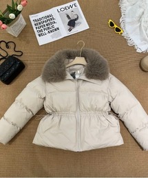 エコファーカラーウエストドロスト中綿ジャケット