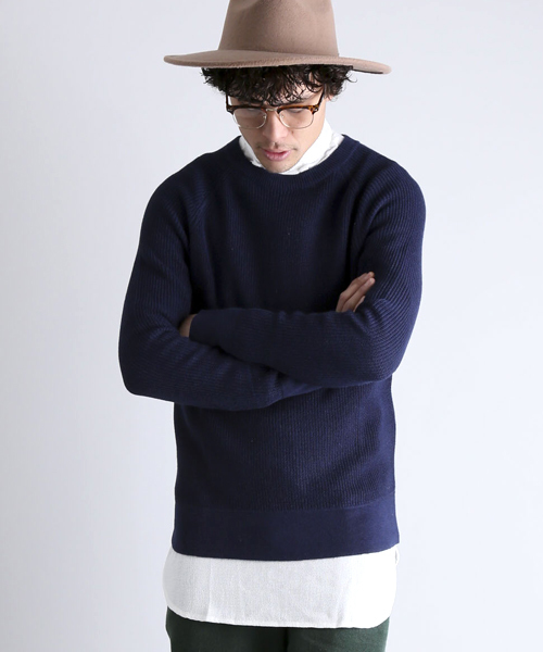 Denime（ドゥニーム）の「CL Pull Over KNIT/コットンリネンプルオーバーニット（ニット/セーター・メンズ・ネイビー/ベージュ/グリーン・X-LARGE/LARGE/MEDIUM）」の3枚目の写真