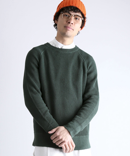 Denime（ドゥニーム）の「CL Pull Over KNIT/コットンリネンプルオーバーニット（ニット/セーター・メンズ・ネイビー/ベージュ/グリーン・X-LARGE/LARGE/MEDIUM）」の2枚目の写真