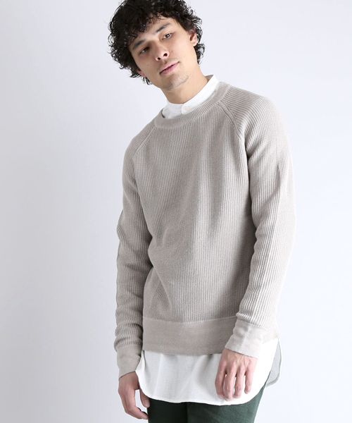 Denime（ドゥニーム）の「CL Pull Over KNIT/コットンリネンプルオーバーニット（ニット/セーター・メンズ・ネイビー/ベージュ/グリーン・X-LARGE/LARGE/MEDIUM）」の9枚目の写真