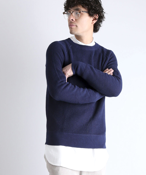 Denime（ドゥニーム）の「CL Pull Over KNIT/コットンリネンプルオーバーニット（ニット/セーター・メンズ・ネイビー/ベージュ/グリーン・X-LARGE/LARGE/MEDIUM）」の14枚目の写真