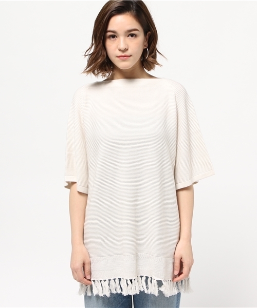 MOUSSY（マウジー）の「BF Spring fringe tops（ニット/セーター・レディース・ブルー/オフホワイト/レッド・FREE）」の4枚目の写真