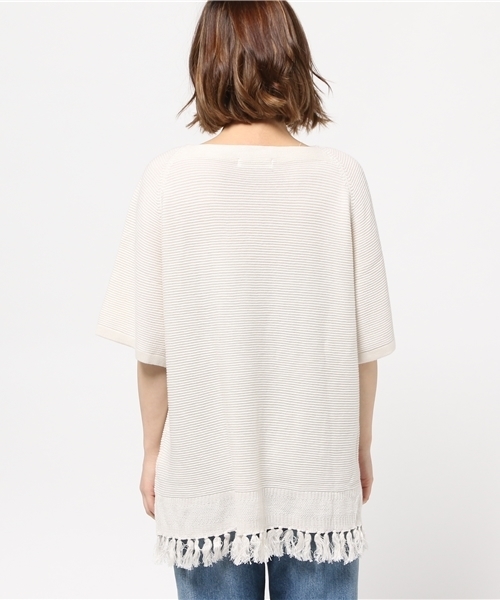 MOUSSY（マウジー）の「BF Spring fringe tops（ニット/セーター・レディース・ブルー/オフホワイト/レッド・FREE）」の6枚目の写真