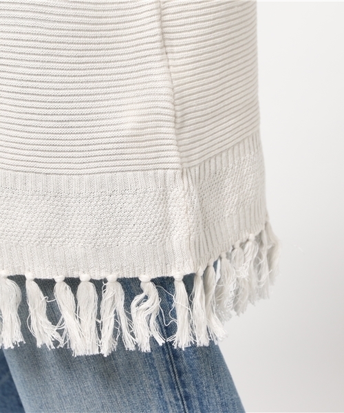 MOUSSY（マウジー）の「BF Spring fringe tops（ニット/セーター・レディース・ブルー/オフホワイト/レッド・FREE）」の9枚目の写真