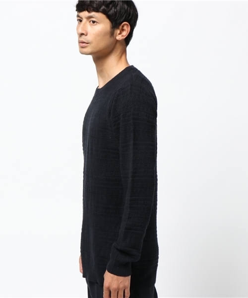 Revo.（レボ）の「Revo. 総柄 リンクス編み スプリングニット（ニット/セーター・メンズ・ブラック/ホワイト・1/2）」の7枚目の写真