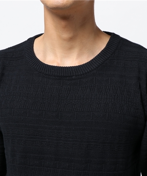 Revo.（レボ）の「Revo. 総柄 リンクス編み スプリングニット（ニット/セーター・メンズ・ブラック/ホワイト・1/2）」の3枚目の写真