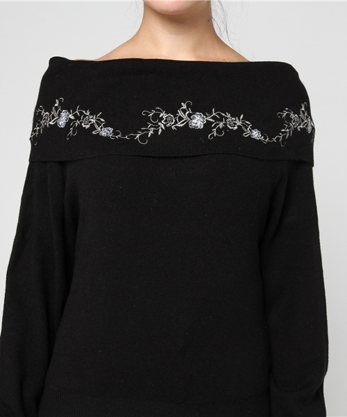 archives（アルシーヴ）の「オフタートル刺繍プルオーバー（ニット/セーター・レディース・ラベンダー/オフホワイト/ブラック・MEDIUM）」の7枚目の写真