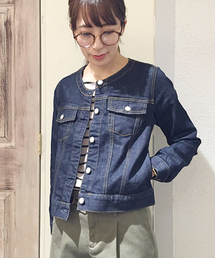 laboratory work | ストレッチデニムノーカラーGジャン(デニムジャケット)