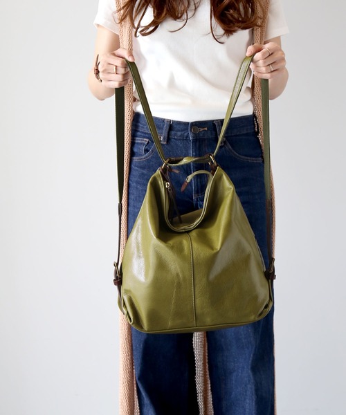 HALEINE（アレンヌ）の「日本製 2WAY レザー リュックサック（バックパック/リュック・レディース・キャメル/アッシュグレー/ブラック/カーキ/ネイビー/オレンジ/アイボリー・FREE）」の12枚目の写真