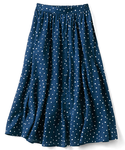 Live in comfort(リブインコンフォート)の「リブ イン コンフォート 気づいたらきゅん♪レモンドット柄のふわひらコットンロングスカート(スカート・レディース・ブラック/グレー/ネイビー・XX-LARGE/NM/NS/SL/X-LARGE/LARGE/MEDIUM/SMALL)」の3枚目の写真