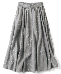 リブ　イン　コンフォート　気づいたらきゅん♪レモンドット柄のふわひらコットンロングスカート