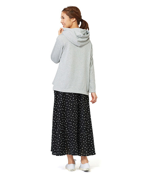 Live in comfort(リブインコンフォート)の「リブ イン コンフォート 気づいたらきゅん♪レモンドット柄のふわひらコットンロングスカート(スカート・レディース・ブラック/グレー/ネイビー・XX-LARGE/NM/NS/SL/X-LARGE/LARGE/MEDIUM/SMALL)」の12枚目の写真