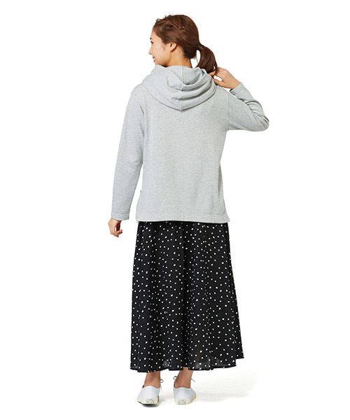 Live in comfort(リブインコンフォート)の「リブ イン コンフォート 気づいたらきゅん♪レモンドット柄のふわひらコットンロングスカート(スカート・レディース・ブラック/グレー/ネイビー・XX-LARGE/NM/NS/SL/X-LARGE/LARGE/MEDIUM/SMALL)」の13枚目の写真