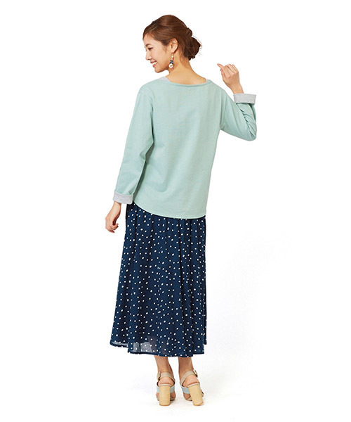 Live in comfort(リブインコンフォート)の「リブ イン コンフォート 気づいたらきゅん♪レモンドット柄のふわひらコットンロングスカート(スカート・レディース・ブラック/グレー/ネイビー・XX-LARGE/NM/NS/SL/X-LARGE/LARGE/MEDIUM/SMALL)」の8枚目の写真