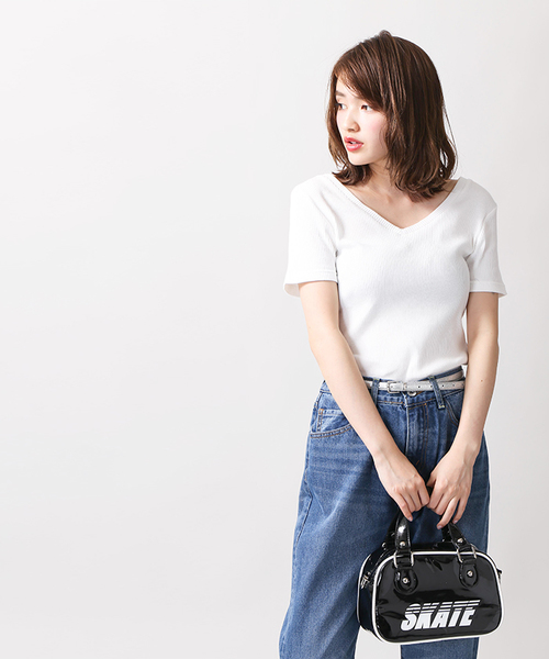 WEGO（ウィゴー）の「WEGO/ロゴミニボストンショルダーバッグ（ショルダーバッグ・レディース・ホワイト/ブラック・FREE）」の4枚目の写真