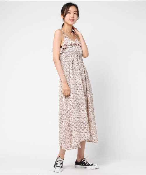 one after another NICE CLAUP(ワンアフターアナザーナイスクラップ)の「前開きレトロ花柄キャミワンピース(ワンピース・レディース・グリーン/イエロー/オフホワイト・FREE)」の3枚目の写真